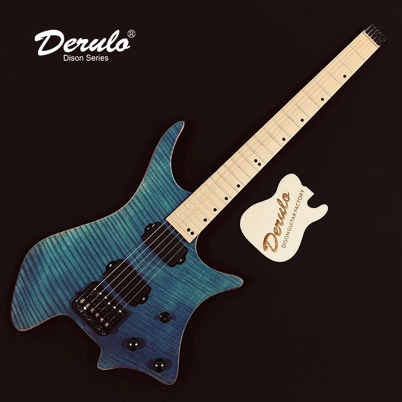 

Derulo Electric Guitar headless type Flame maple Canadian Maple Neck Top High Quality 6stings Electric Guitar Factory price