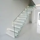 Indoor Usage and Straight Stairs 80mm Solid Wood Stair Modern Floating staircase