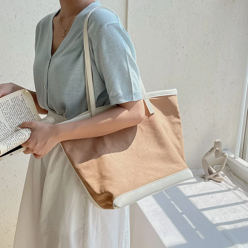 Women Korean new trend shoulder bag fashion mother canvas handbag large capacity shopping tote bag custom
Women Korean new trend shoulder bag fashion mother canvas handbag large capacity shopping tote bag custom