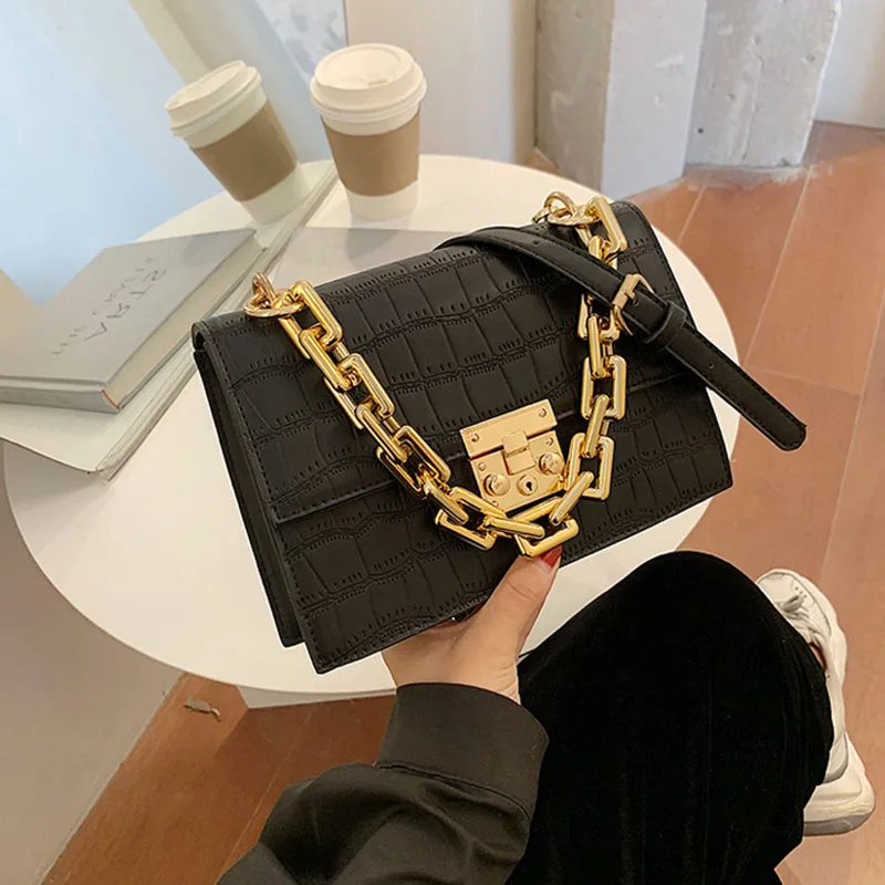 2020 Vintage Alligator Designer Thick Chain Luxury Crossbody Bag Lady Pu Leather Small Flap Female Purse Handbag for women, 12 colors
2020 Vintage Alligator Designer Thick Chain Luxury Crossbody Bag Lady Pu Leather Small Flap Female Purse Handbag for women, 12 colors