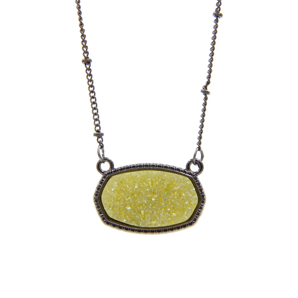 Resin Oval Style Druzy Drusy Pendant Necklace luxury Designer Necklaces for Women Jewelry Christmas Gift Gun Black
Resin Oval Style Druzy Drusy Pendant Necklace luxury Designer Necklaces for Women Jewelry Christmas Gift Gun Black