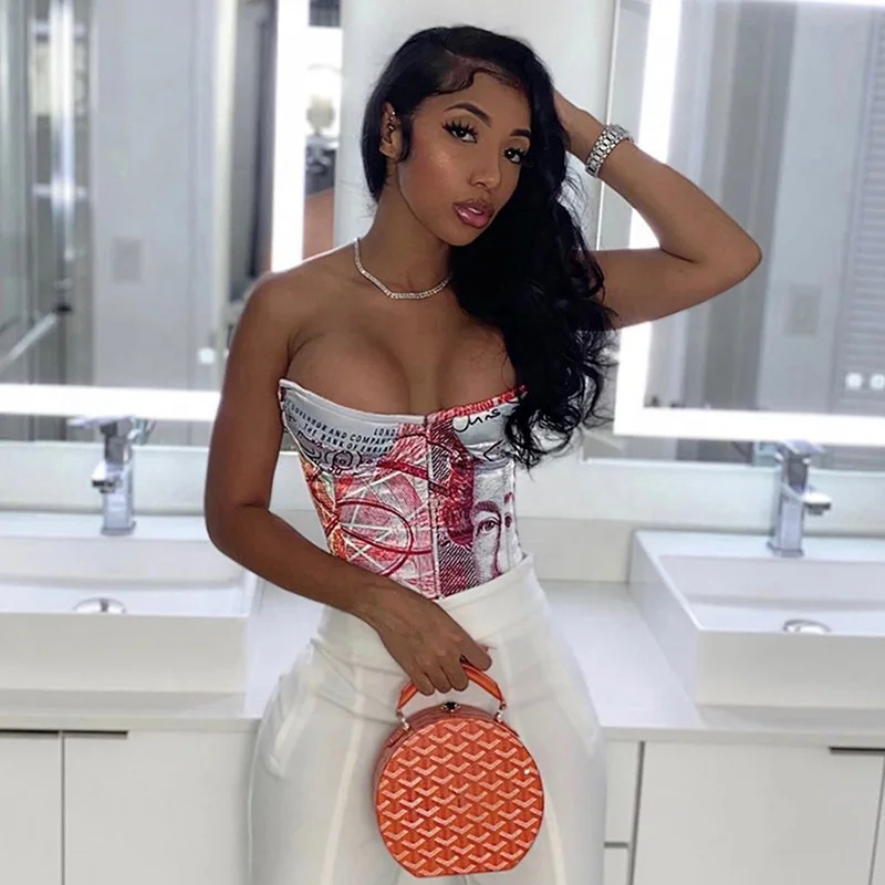 Hot Selling 2021 Fall Winter Womens Money Print Sexy Tube Top Corset Fashion Street Costume Club Tank Top, Customized color
Hot Selling 2021 Fall Winter Womens Money Print Sexy Tube Top Corset Fashion Street Costume Club Tank Top, Customized color