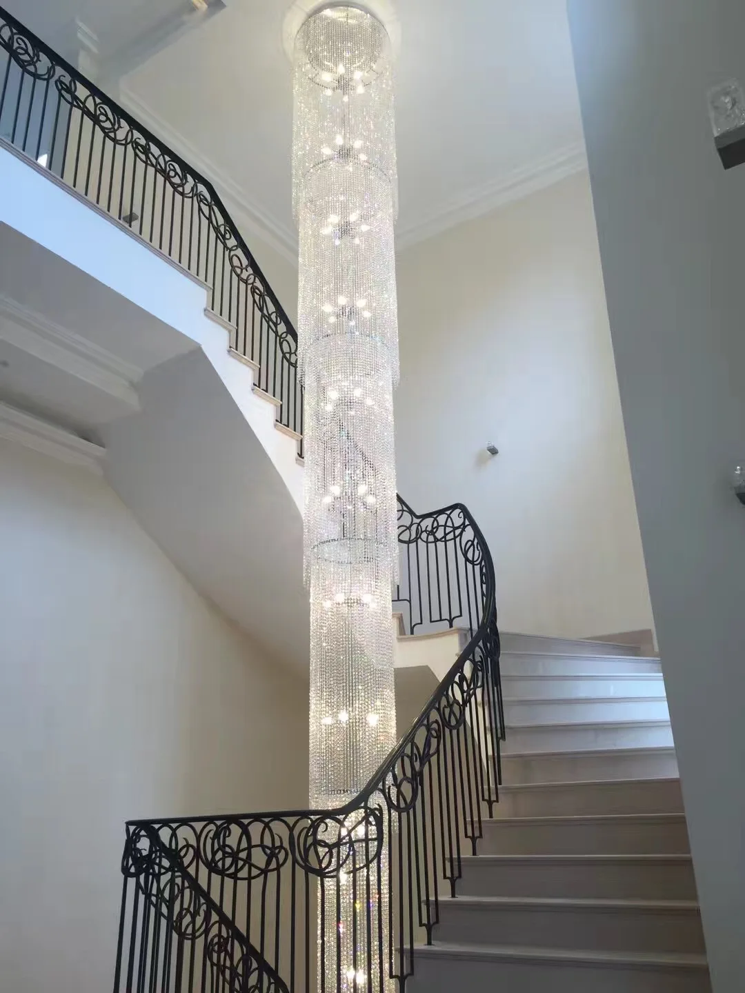 European luxury contemporary modern long chandelier crystal design for villa stair