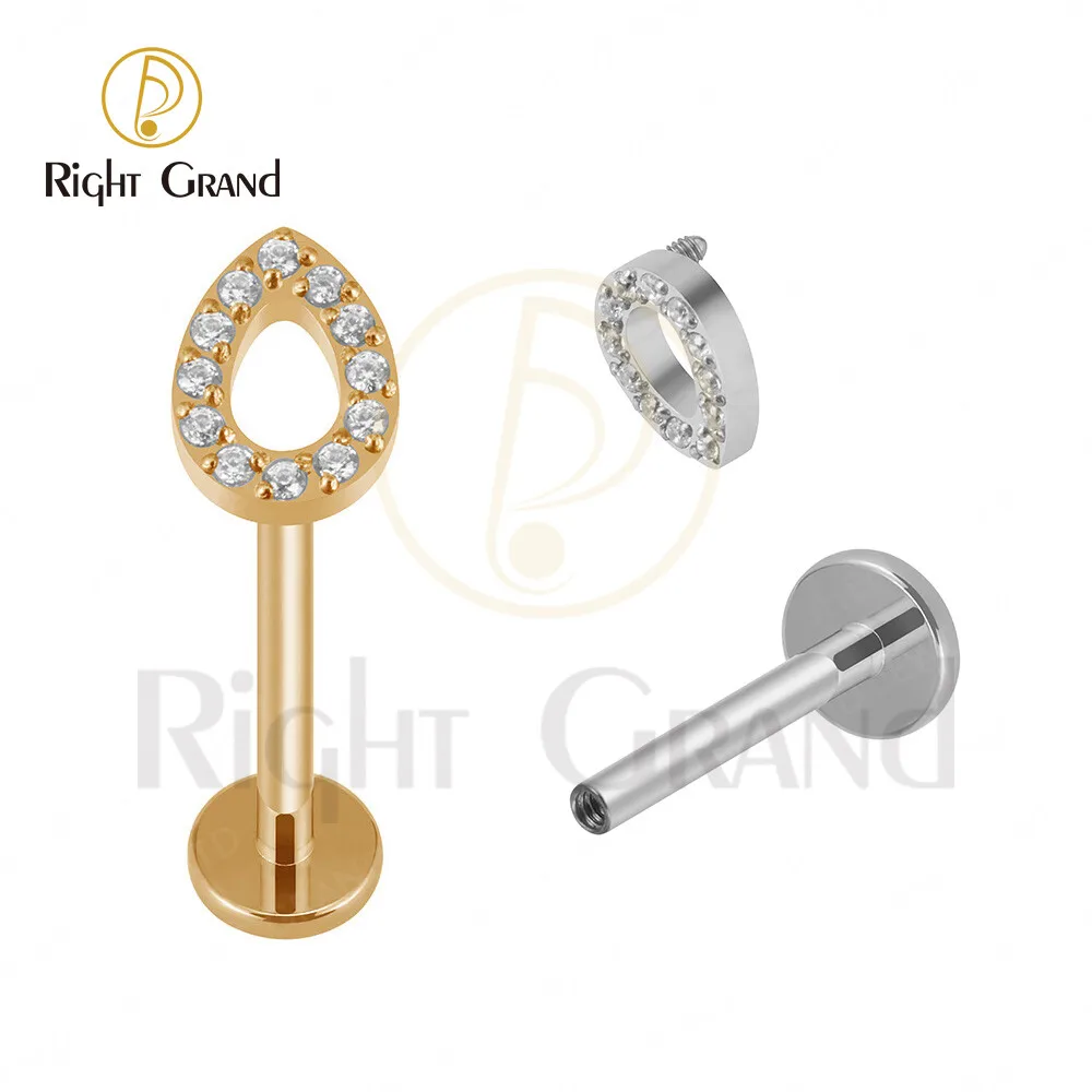 

ASTM F136 Titanium Claw Setting Waterdrop Zircon Helix Stud Tragus Cartilage Stud Earrings Piercing Jewelry