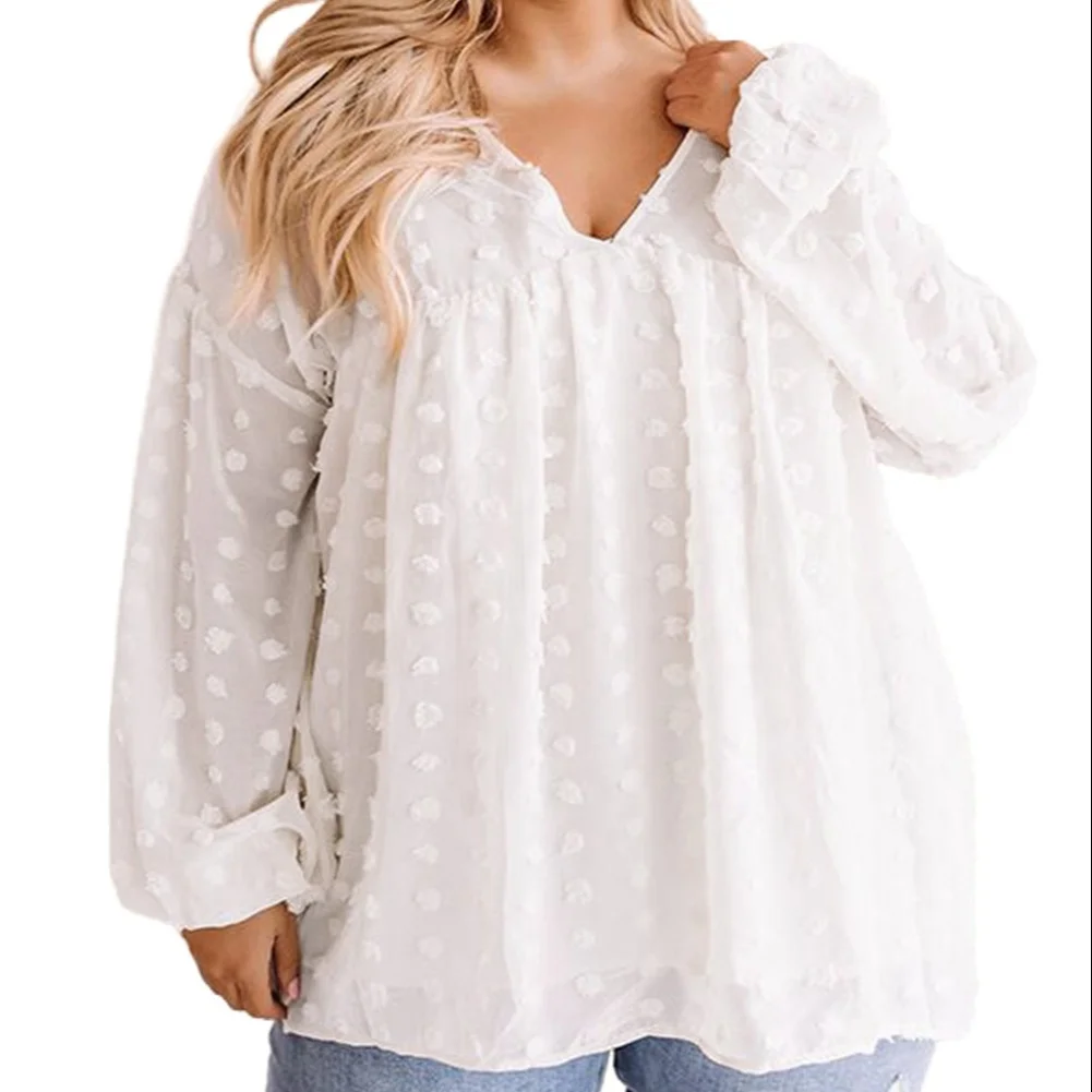 Free Shipping SD547 Women Clothing Tops 2021 V Neck Lantern Sleeve Swiss Dot Plus Size Blouse 5XL Vetement 
Free Shipping SD547 Women Clothing Tops 2021 V Neck Lantern Sleeve Swiss Dot Plus Size Blouse 5XL Vetement