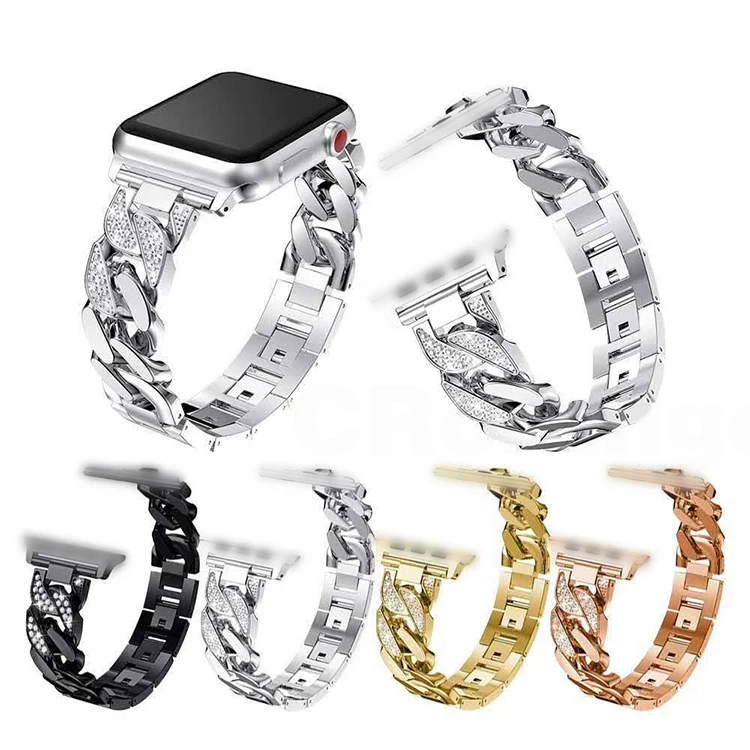 Stainless Steel Replacement Strap for Apple Watch 38mm 42mm Single-Row Denim Chain Diamond Bracelet band for apple watch 44, 4 colors
Stainless Steel Replacement Strap for Apple Watch 38mm 42mm Single-Row Denim Chain Diamond Bracelet band for apple watch 44, 4 colors