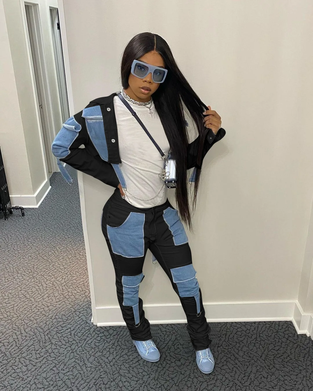 HT199 2021 Fashion Clothing Womens Ladies Denim Stacked Long Pants And Short Shirt Outfits Two 2 Piece Set For Women sets, Picture show
HT199 2021 Fashion Clothing Womens Ladies Denim Stacked Long Pants And Short Shirt Outfits Two 2 Piece Set For Women sets, Picture show