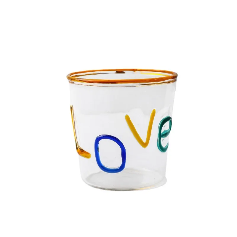 Handmade three-dimensional color letter high borosilicate glass milk cup, Transparent
Handmade three-dimensional color letter high borosilicate glass milk cup, Transparent
