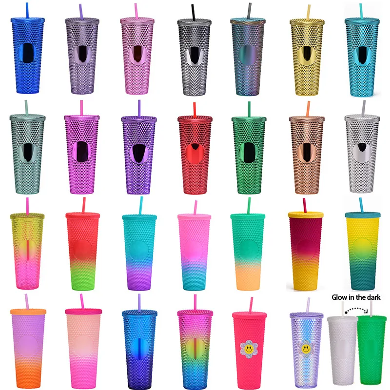

wholesale reusable acrylic plastic double wall glitter diamond 24oz tumbler drink kids water bottle with lid and straw
