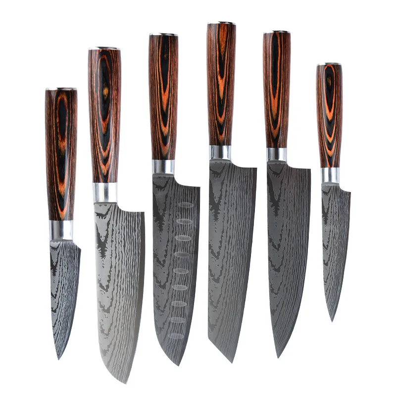 

Yangjiang Manufacturer Multi functional Cooking 6 Pieces German Damascus Steel Chef Knife Sets Japanese Kitchen Knives