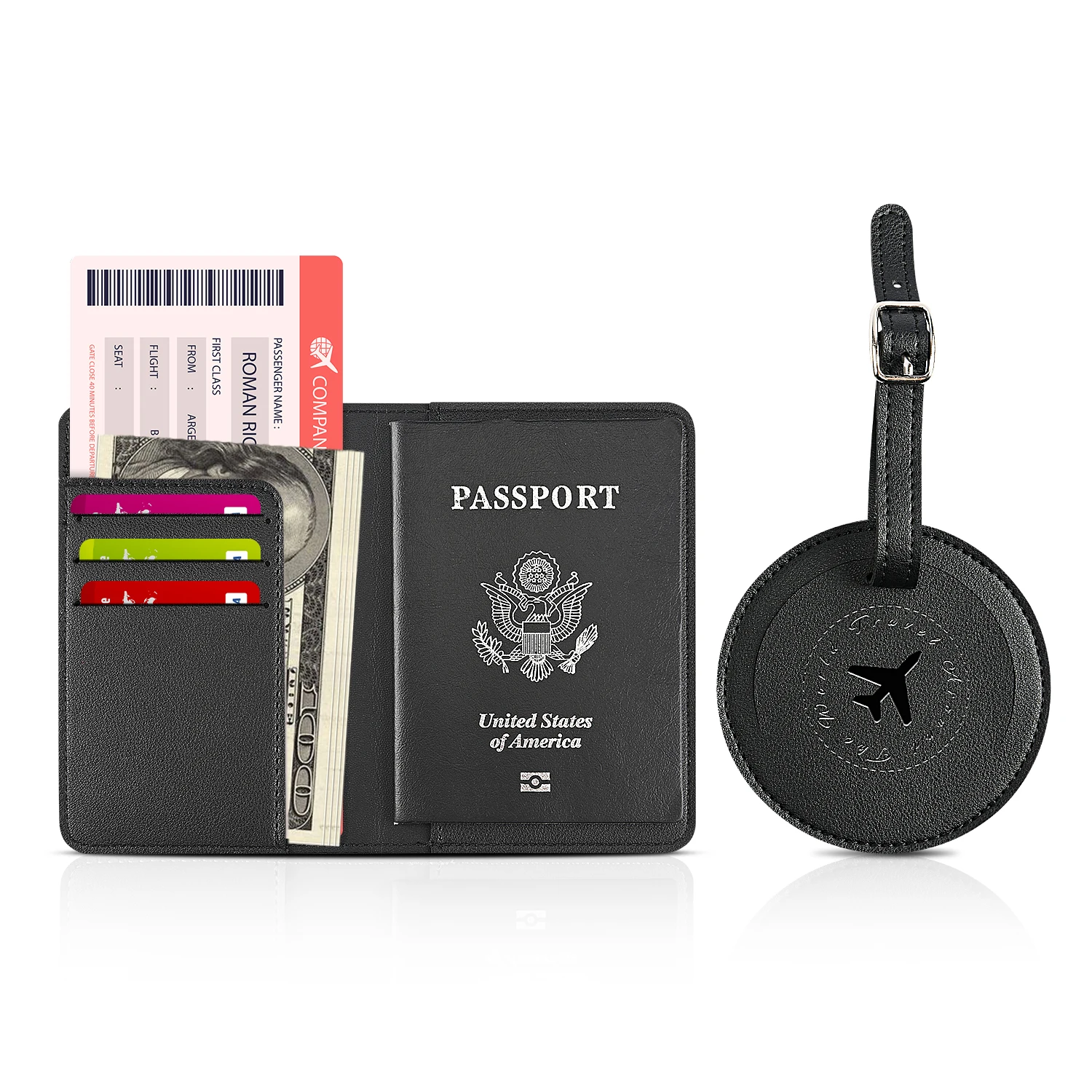 Factory customized travel baggage stationary passport luggage tag set holder, Customized color
Factory customized travel baggage stationary passport luggage tag set holder, Customized color