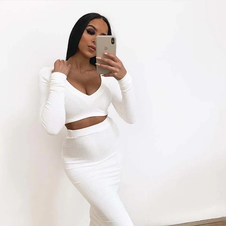 New Arrival Fashion Stylish Long Sleeve Autumn Sexy Dress Two Piece Set Women Clothing
New Arrival Fashion Stylish Long Sleeve Autumn Sexy Dress Two Piece Set Women Clothing
