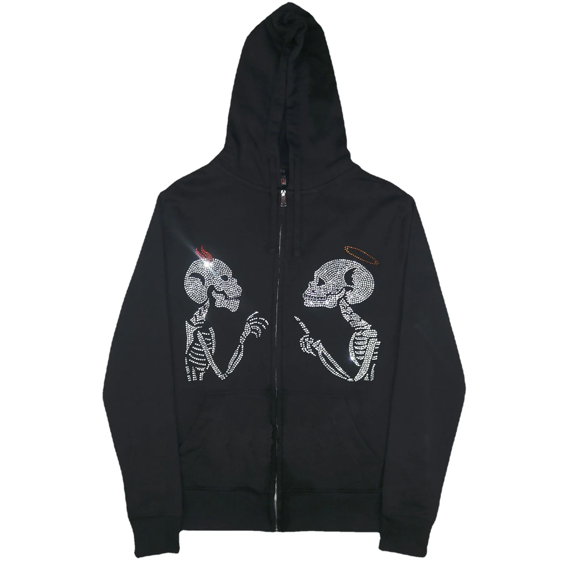 European And American Fall/winter Men's And Women's Fashion Trend Skull Rhinestone Hooded Pullover Sweater
European And American Fall/winter Men's And Women's Fashion Trend Skull Rhinestone Hooded Pullover Sweater