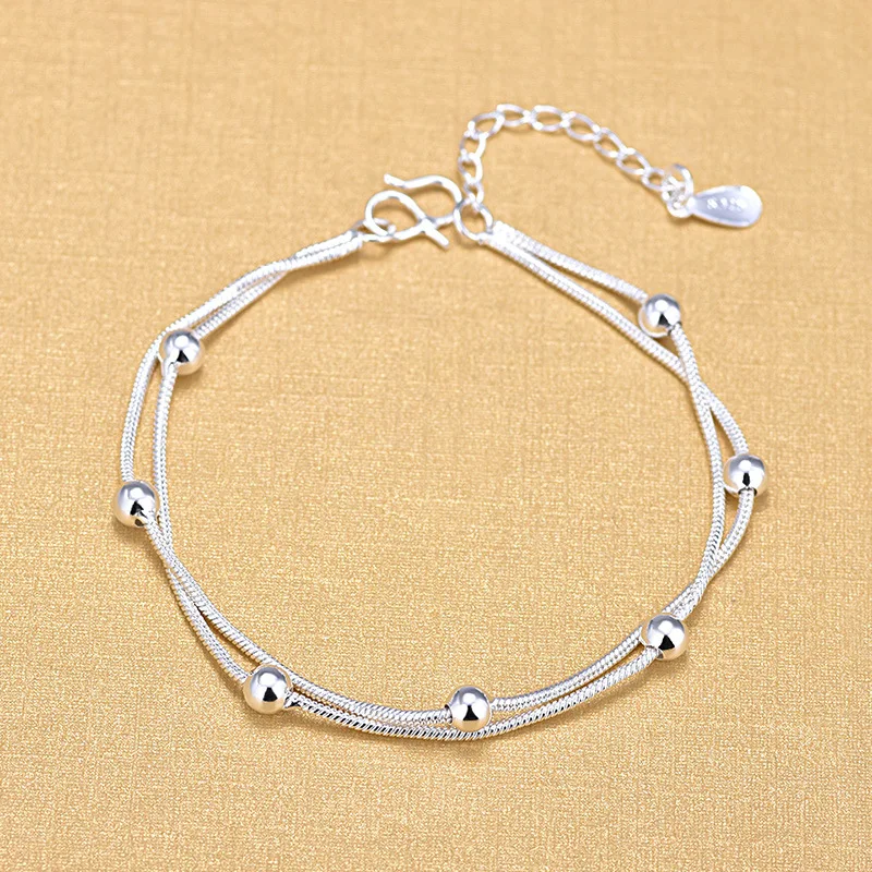Double Snake Chain Round 925 Sterling Silver Beads Bracelets For Women Gifts Jewelry 2019 
Double Snake Chain Round 925 Sterling Silver Beads Bracelets For Women Gifts Jewelry 2019