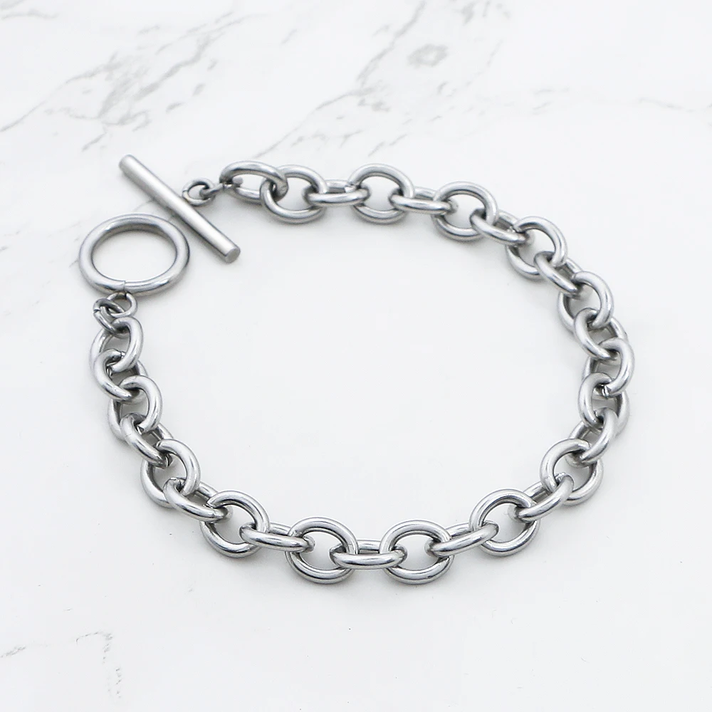 Custom Hot Sale Fashion Silver Stainless Steel Link Chain Bracelets T-shaped Buckle Jewelry
Custom Hot Sale Fashion Silver Stainless Steel Link Chain Bracelets T-shaped Buckle Jewelry