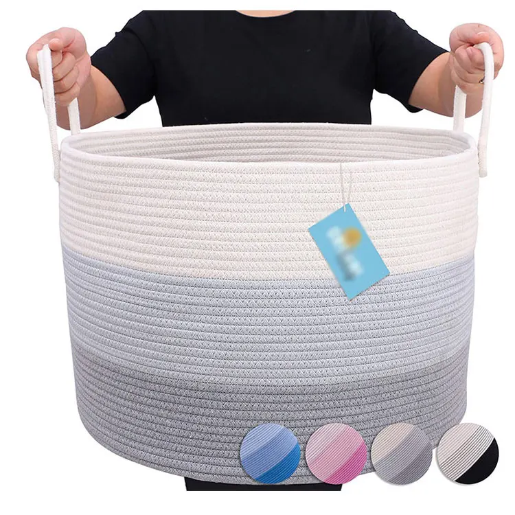 Extra Large Collapsible capacity storage basket green cotton rope wicker storage basket With Handles
Extra Large Collapsible capacity storage basket green cotton rope wicker storage basket With Handles
