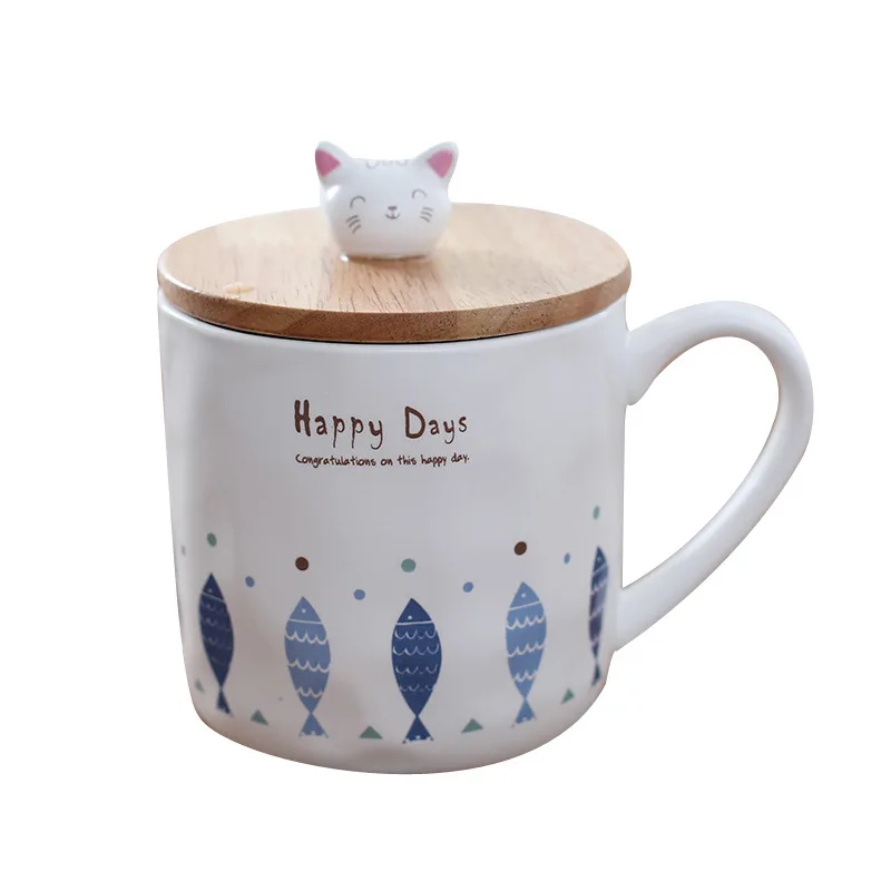 Home creative cat and fish coffee cup ceramic cup cartoon breakfast milk cup with lid
Home creative cat and fish coffee cup ceramic cup cartoon breakfast milk cup with lid