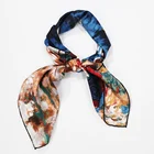 Custom Logo Assorted Color Figure Painting Pattern Hijab Soie 100% Silk Square Scarves for Womenand Ladies