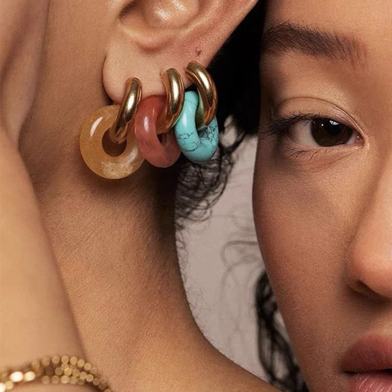Vintage Natural Stone Jewelry 14K Gold Plated Stainless Steel Jewelry Turquoise Circle Huggie Hoop Earrings For Women YF3170
Vintage Natural Stone Jewelry 14K Gold Plated Stainless Steel Jewelry Turquoise Circle Huggie Hoop Earrings For Women YF3170