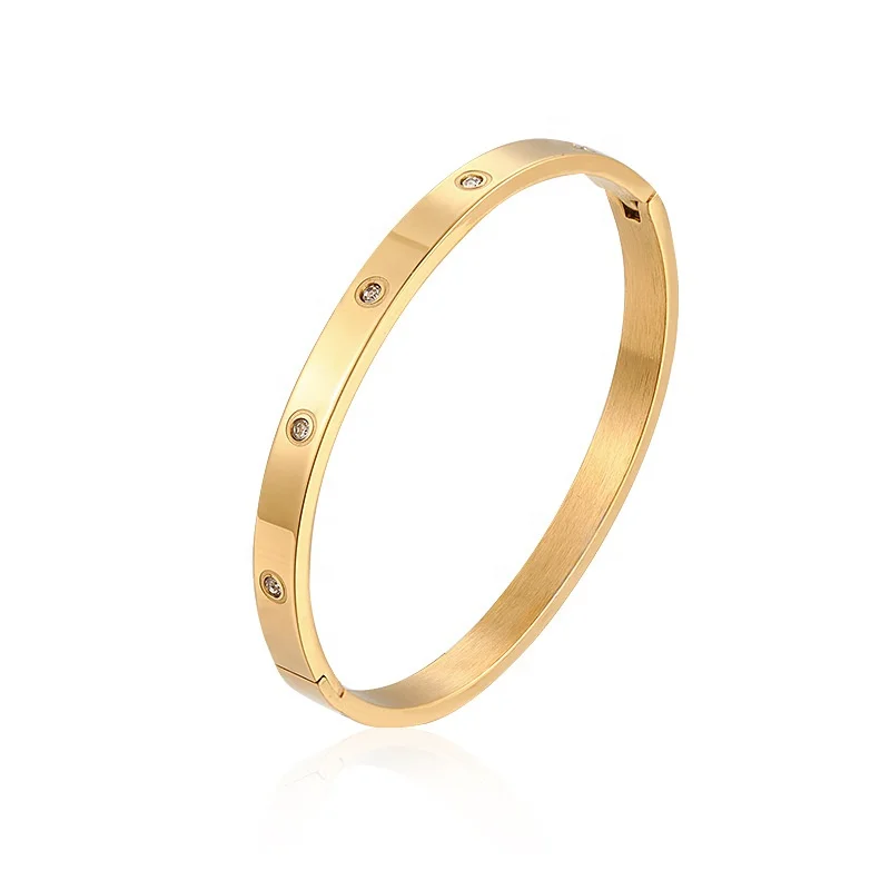 Classic diamond-studded gold unfading women men stainless steel fashion bracelets & bangles
Classic diamond-studded gold unfading women men stainless steel fashion bracelets & bangles