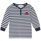 Wholesale Children Wear Unisex Kids Blue Cotton V Neck Long Sleeve Striped T Shirt