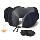 Flight Sleeping Resting Pillow Inflatable Travel Neck Pillow U shape Neck pillow with Eye Mask and Earplug