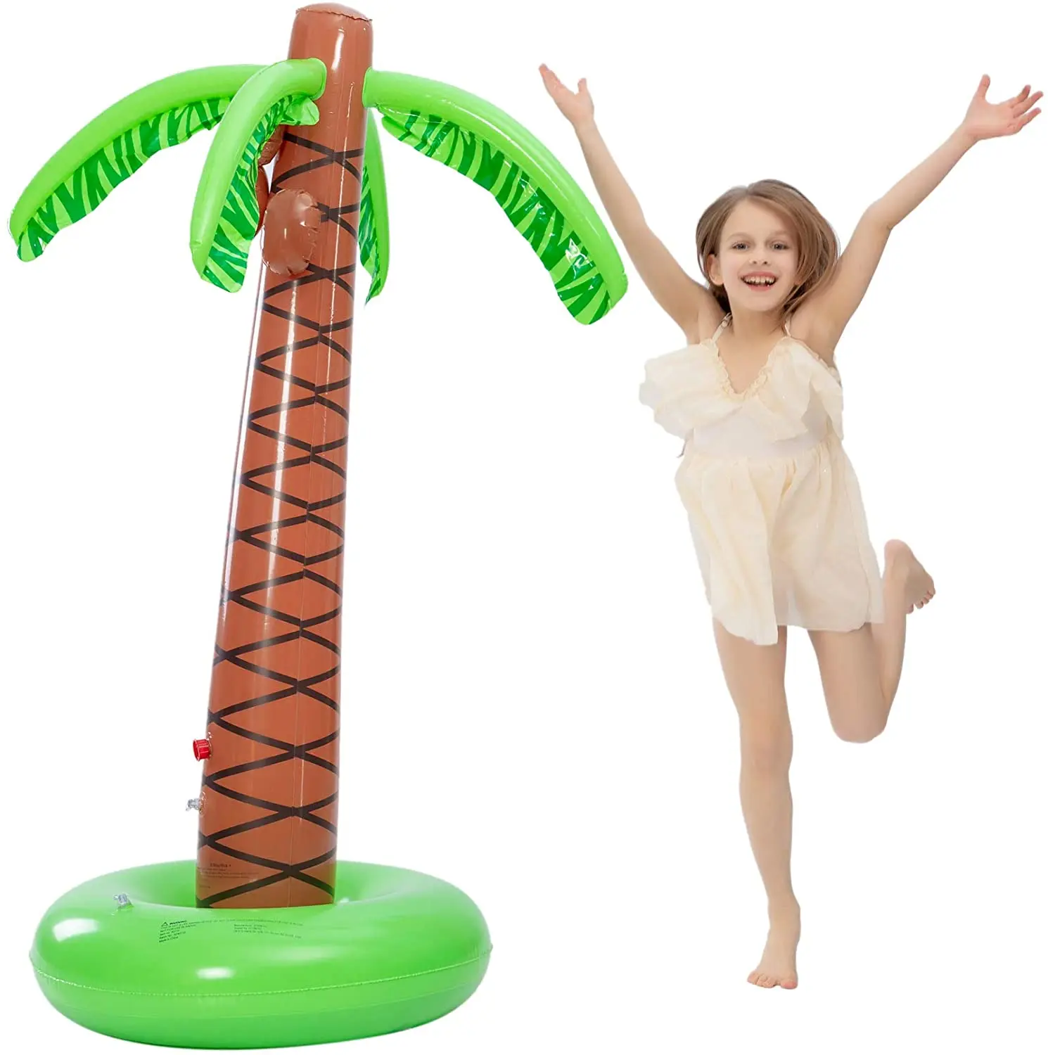 

Inflatable Palm Tree Backyard Sprinkler Toy for Kid Inflatable Water Park Outdoor Hawaiian Party Coconut Tree for Lawn Splash, Customized color