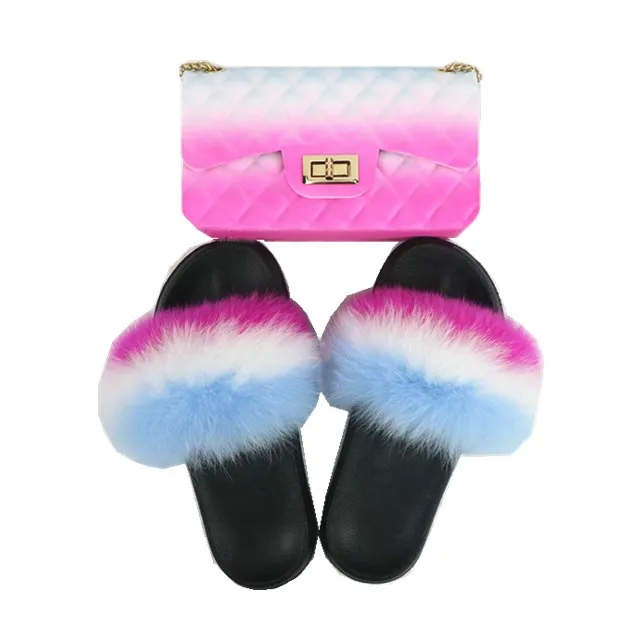 Luxury Mini Purses and Handbags and Furry Sandals Sets Ladies Fashion Rainbow Fur Slides and Jelly Bag Set Wholesale, Customized color
Luxury Mini Purses and Handbags and Furry Sandals Sets Ladies Fashion Rainbow Fur Slides and Jelly Bag Set Wholesale, Customized color