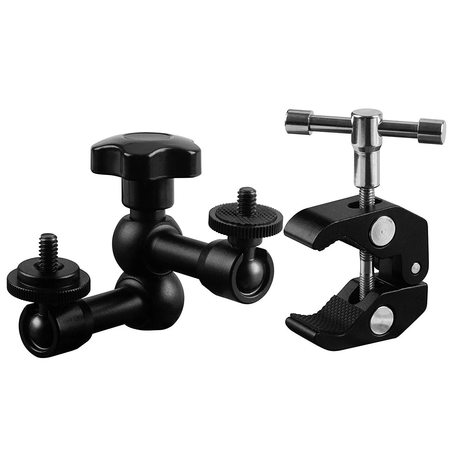 7 Inch Articulating Magic Arm with Hot Shoe Mount 1/4"+ Clamp Clip Mount Holder Stand for Photography Video Camera Rig LED Ligh, Black
7 Inch Articulating Magic Arm with Hot Shoe Mount 1/4"+ Clamp Clip Mount Holder Stand for Photography Video Camera Rig LED Ligh, Black