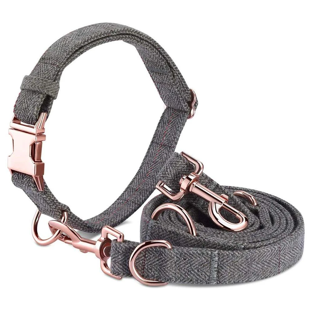 High Quality Adjustable Hand Made Soft Wool Tweed Luxury Nylon Cotton Dog Collar and 3 ways Leash Set Metal Buckle, Kakhi, gray, dark gray, black or can custom
High Quality Adjustable Hand Made Soft Wool Tweed Luxury Nylon Cotton Dog Collar and 3 ways Leash Set Metal Buckle, Kakhi, gray, dark gray, black or can custom