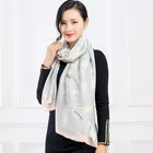 Wholesale nice color feather printing custom design women ladies hijab silk scarf