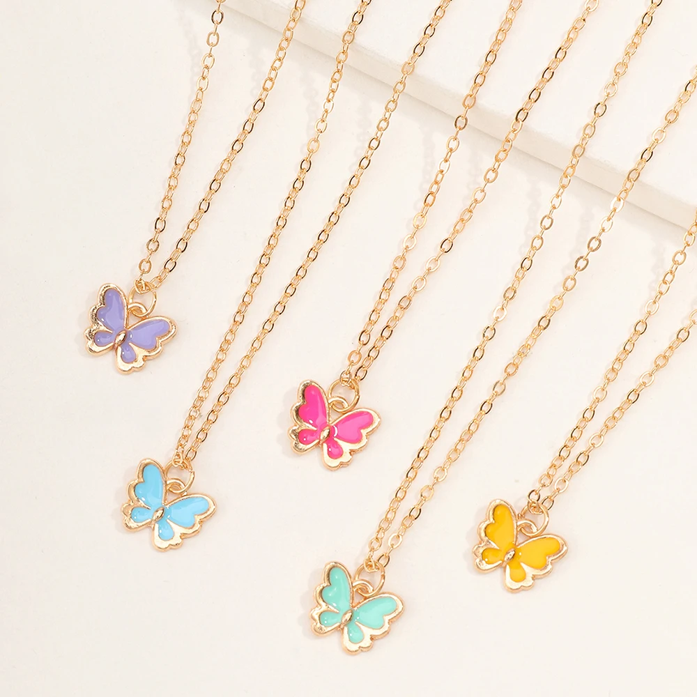 6pcs/set Wholesale Fashion Jewelry Colorful Butterfly Oil Drip Pendant Charm Gold Plated Necklace For Girls
6pcs/set Wholesale Fashion Jewelry Colorful Butterfly Oil Drip Pendant Charm Gold Plated Necklace For Girls