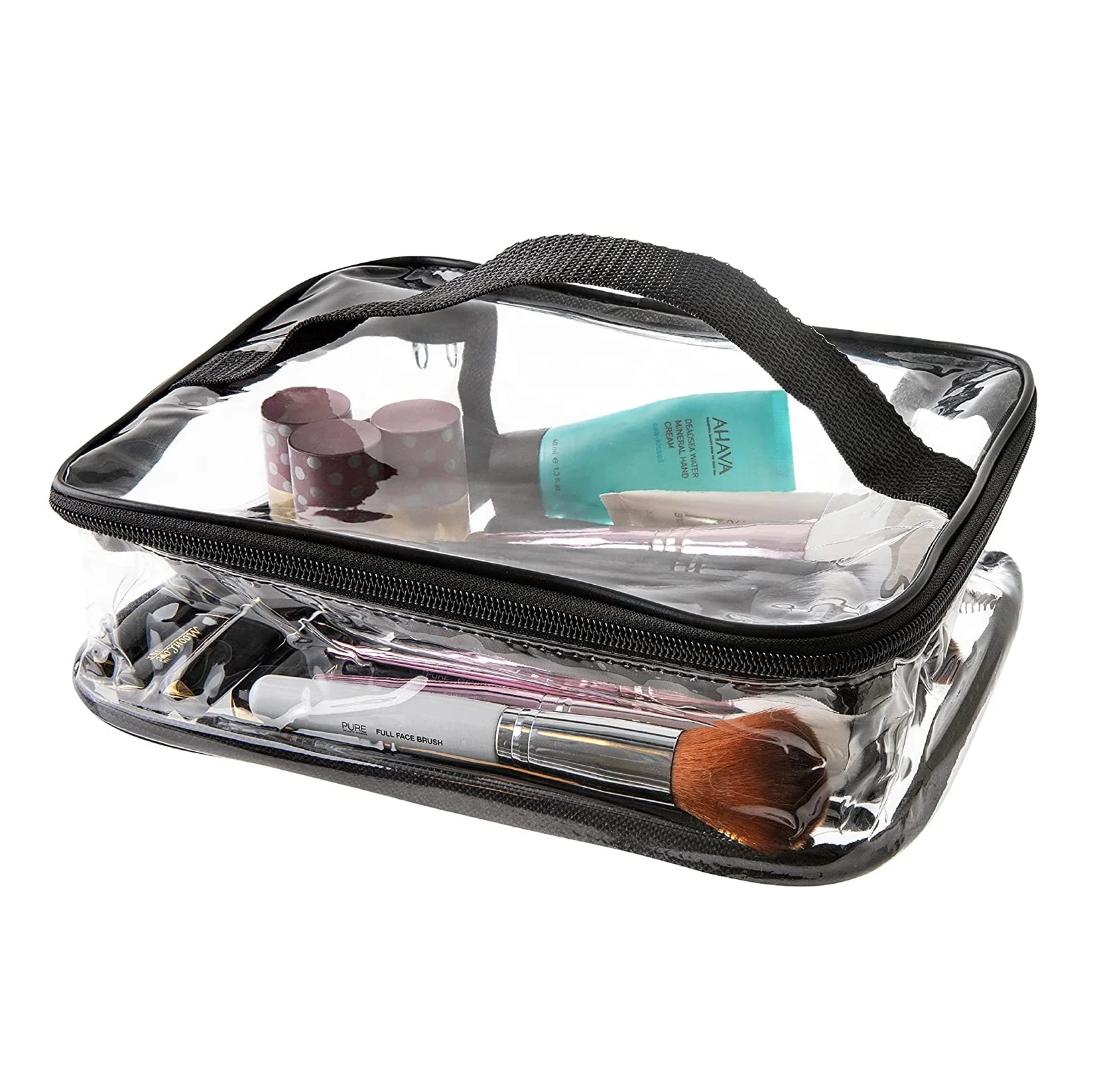 Custom Clear Travel Cosmetic Bag Makeup Pouch Train Case Organizer flat cosmetic bag with Top Handle Large
Custom Clear Travel Cosmetic Bag Makeup Pouch Train Case Organizer flat cosmetic bag with Top Handle Large