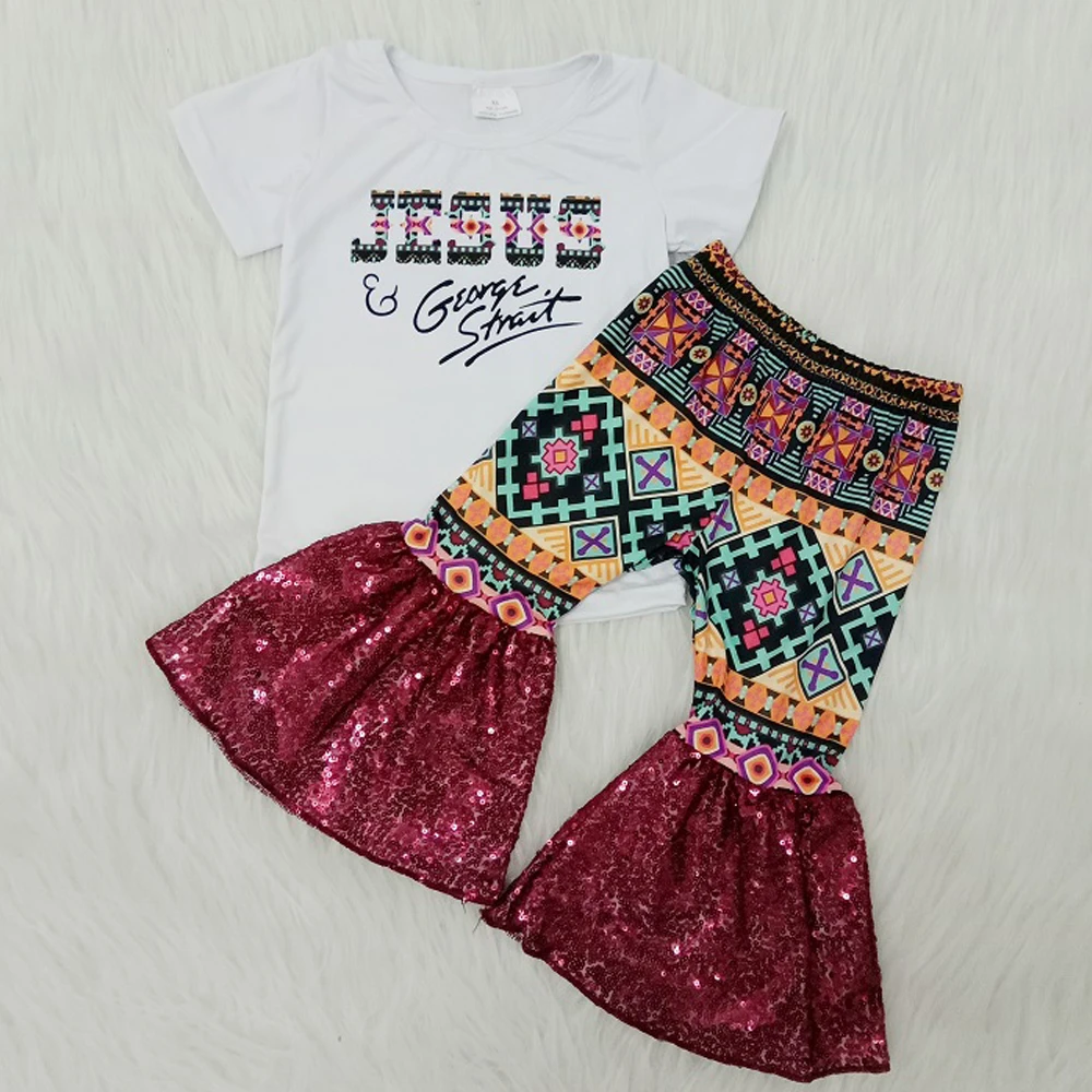 Baby Girl New Design Outfit White Letter Shirt Vintage Sequins Bells Pants Kids Clothes Sets Trendy Children Clothing Boutique
Baby Girl New Design Outfit White Letter Shirt Vintage Sequins Bells Pants Kids Clothes Sets Trendy Children Clothing Boutique