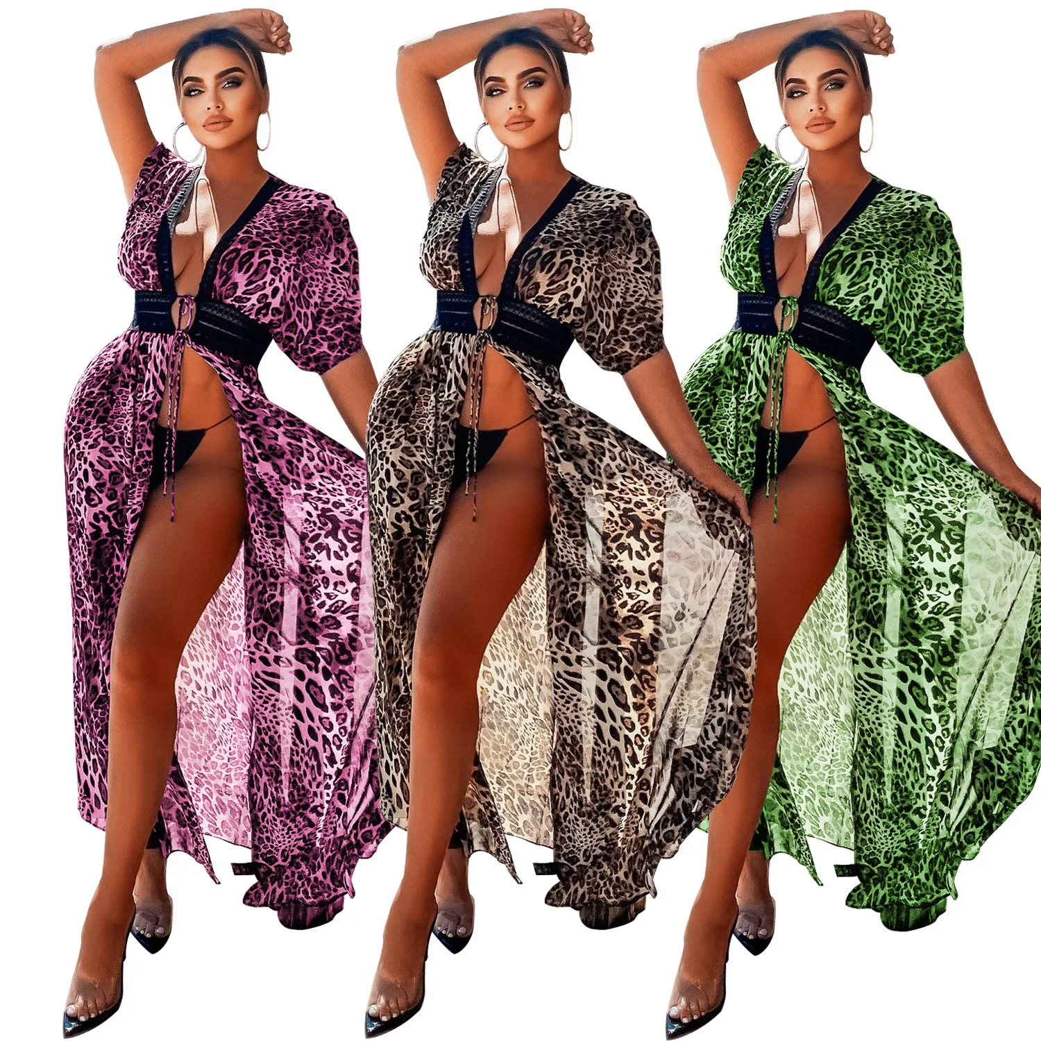 GX0389G Ladies Chiffon Blouse Leopard Print Waist Hollow Swimsuit Blouse Beach Cover Up Dresses Chiffon Long Dress, Picture
GX0389G Ladies Chiffon Blouse Leopard Print Waist Hollow Swimsuit Blouse Beach Cover Up Dresses Chiffon Long Dress, Picture