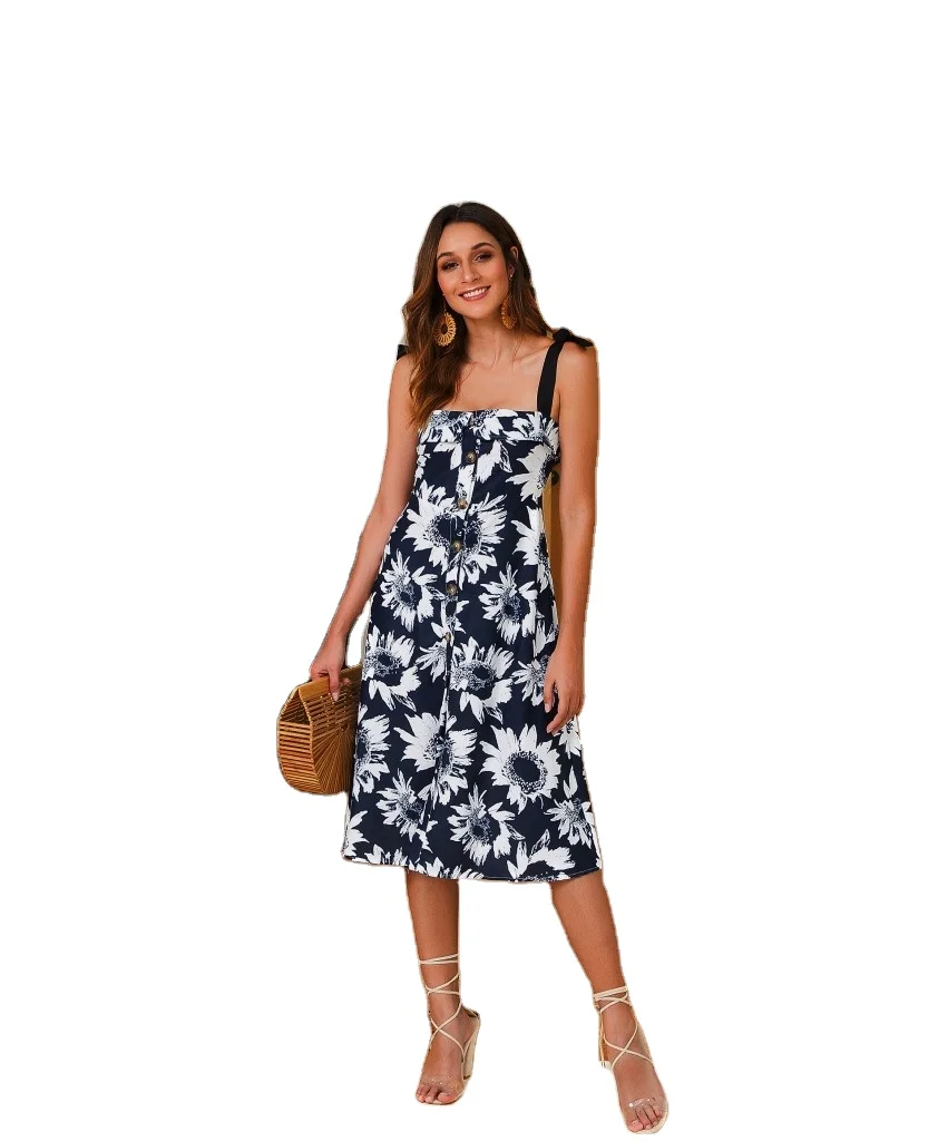 2021 Summer Women's Sunflower Print Button Adornment Bow sling Cardigan Plus Size Bohemian Suspender Dress, 2colors
2021 Summer Women's Sunflower Print Button Adornment Bow sling Cardigan Plus Size Bohemian Suspender Dress, 2colors