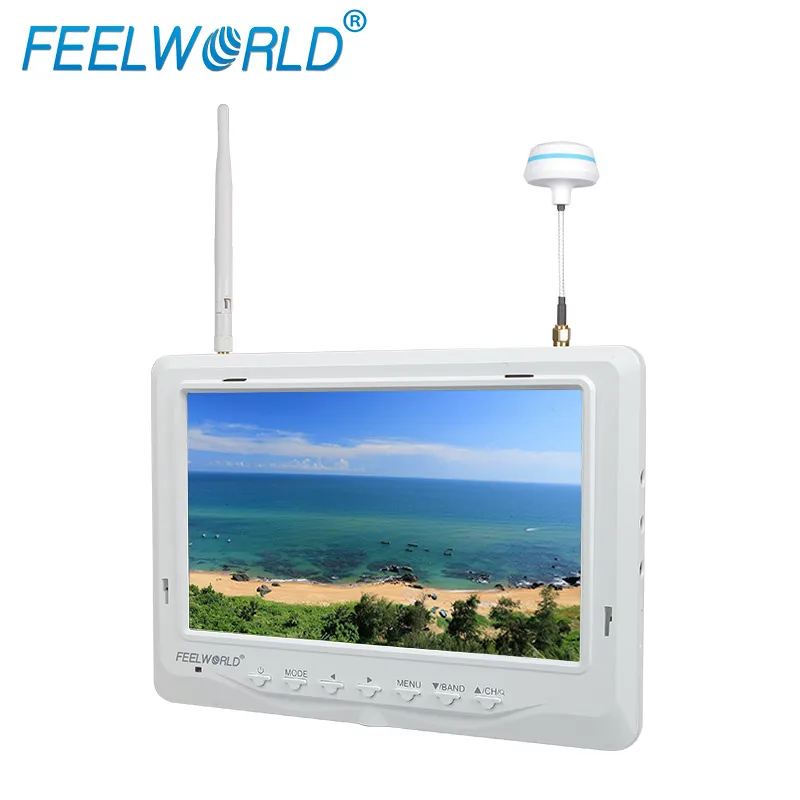 

7" 1024x600 ultra-thin White Color FPV screen Built-in Battery Dual 5.8G 32CH Diversity Receiver Wireless FPV monitor