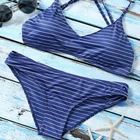 Strappy Bikini Set - Purplish Blue & wine red swimwear bathing suit for woman