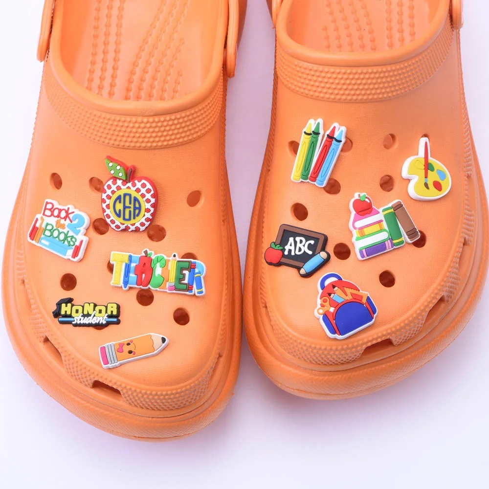 Cheap Custom New Design Soft PVC Cartoon school/pencil/book Croc Shoe Charm for kids gift Wholesale
Cheap Custom New Design Soft PVC Cartoon school/pencil/book Croc Shoe Charm for kids gift Wholesale