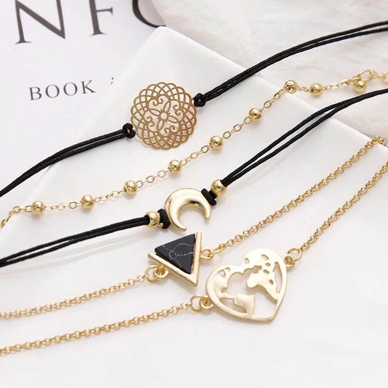 Women's Explosive Bracelet Triangle Black Turquoise Alloy Moon Bracelet Five Piece Set Jewelry For Girls Christmas Present, Gold
Women's Explosive Bracelet Triangle Black Turquoise Alloy Moon Bracelet Five Piece Set Jewelry For Girls Christmas Present, Gold