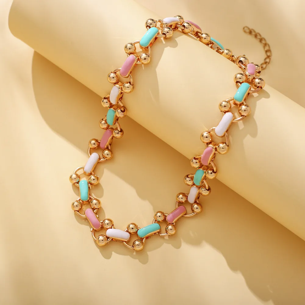 Fashion Chain Necklace Jewlery Women Rainbow Colorful Choker Necklaces Womens Beaded Chocker Clavicle Collar Necklaces, Color
Fashion Chain Necklace Jewlery Women Rainbow Colorful Choker Necklaces Womens Beaded Chocker Clavicle Collar Necklaces, Color