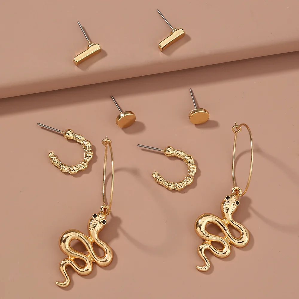 Cross Border new fashion set earrings with simple geometric earrings, snake-shaped pendant earrings, Luxury
Cross Border new fashion set earrings with simple geometric earrings, snake-shaped pendant earrings, Luxury
