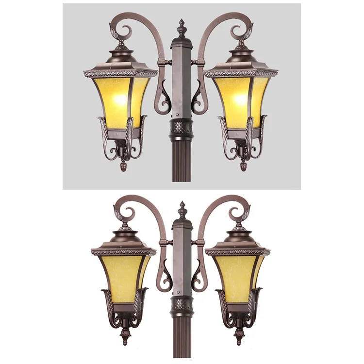 Hot sale garden light black bronze white E27 aluminum pole light post top light yard pole