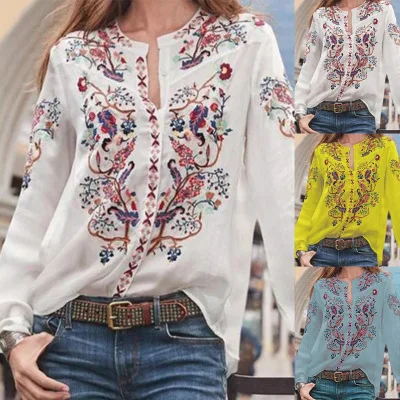 2020 New Women Full Sleeve Shirts Tops Blouse Vintage Printed Floral Blouse Shirt Casual Leisure Blouse Tops Jumpers Coldker, As shown on picture
2020 New Women Full Sleeve Shirts Tops Blouse Vintage Printed Floral Blouse Shirt Casual Leisure Blouse Tops Jumpers Coldker, As shown on picture