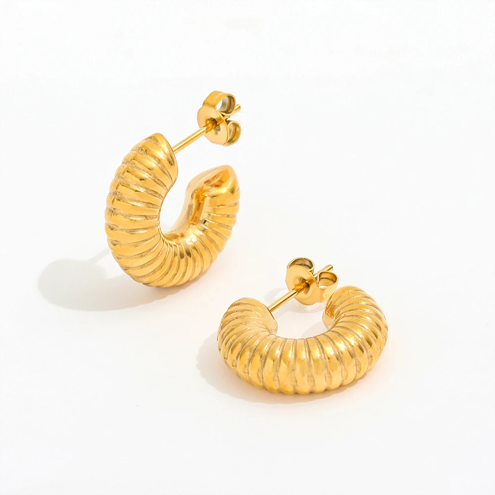 JOOLIM Jewelry Trendy Earring 18K Gold Plated Snail Hollow C Hoop Earrings Stainless Steel Earrings Wholesale
JOOLIM Jewelry Trendy Earring 18K Gold Plated Snail Hollow C Hoop Earrings Stainless Steel Earrings Wholesale