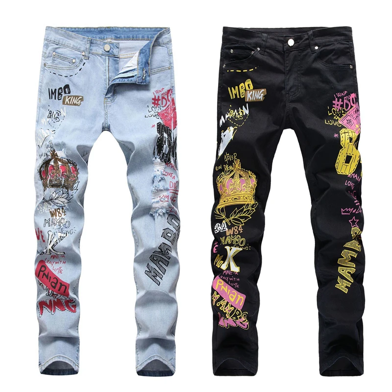 wholesale High street hip-hop trendy jeans mens fashion hole embroidered 3D stereo printing KING king stretch men's jeans, Balck,white
wholesale High street hip-hop trendy jeans mens fashion hole embroidered 3D stereo printing KING king stretch men's jeans, Balck,white