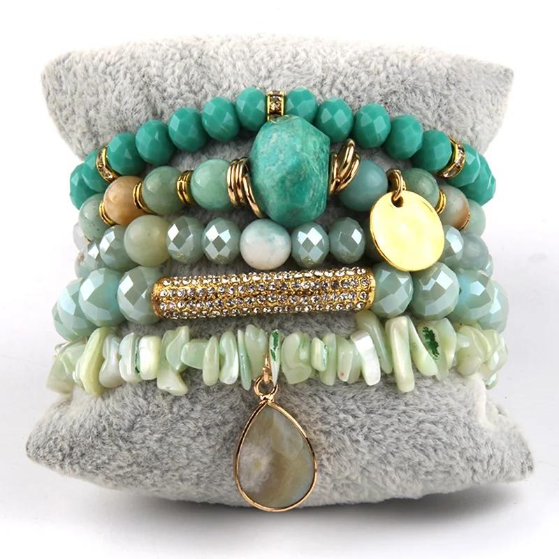 Fashion Women Jewelry Natural Stone Crystal Glass Acrylic Shell Bracelet Alloy Enamel Star Pendant 5PCS Boho Stack Bracelets Set
Fashion Women Jewelry Natural Stone Crystal Glass Acrylic Shell Bracelet Alloy Enamel Star Pendant 5PCS Boho Stack Bracelets Set