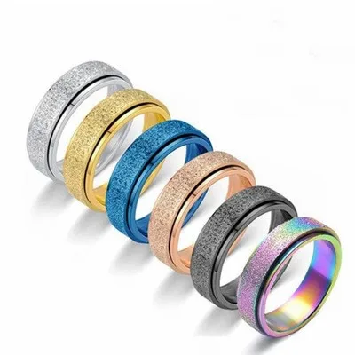 High Quality Colorful 6MM Titanium Steel Rotate Decompression Ring Fashion Stainless Steel Engagement Frosted Couples Ring, As pic
High Quality Colorful 6MM Titanium Steel Rotate Decompression Ring Fashion Stainless Steel Engagement Frosted Couples Ring, As pic