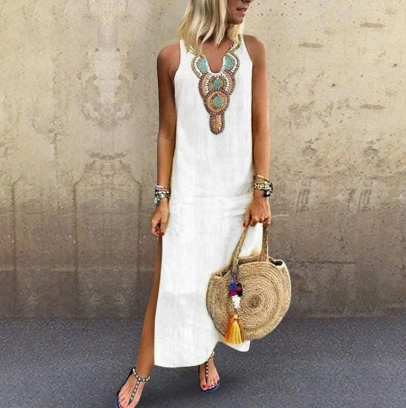 Indian/Bohemian Summer Print Boho Maxi Dress Women Vintage Sleeveless A-Line Plus Size Casual Dress
Indian/Bohemian Summer Print Boho Maxi Dress Women Vintage Sleeveless A-Line Plus Size Casual Dress