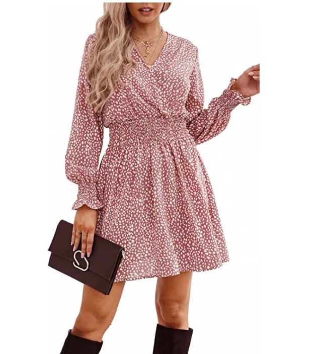 Spring New Women V Neck Printed Casual Ladies Dress Fashion Long Sleeve Floral Elegant Short Dress, Customized color 
Spring New Women V Neck Printed Casual Ladies Dress Fashion Long Sleeve Floral Elegant Short Dress, Customized color